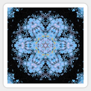 Digital Mandala Flower Blue and Black Sticker